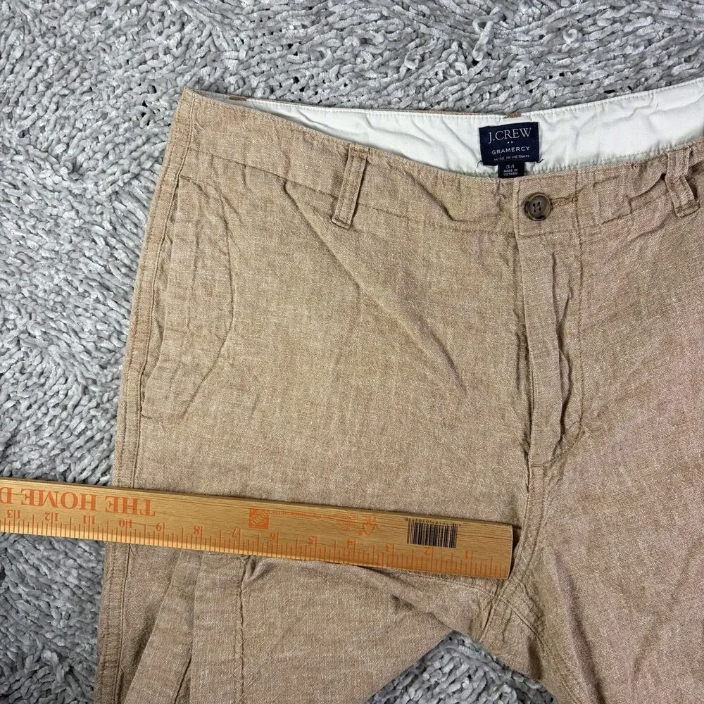 J Crew Gramercy Linen Shorts Mens 34 Beige Cotton Preppy Golf Summer L0953